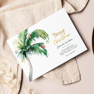 Merry Christmas Palm Tree Holiday Moving Announcement Postcard
