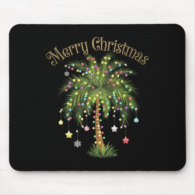 Merry Christmas Palm Tree Light Hawaiian Trocal Ch Mouse Pad (Front)