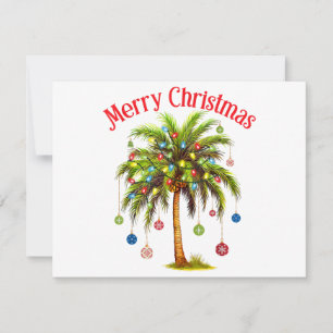 Merry Christmas Palm Tree Light Hawaiian Tropical Holiday Card