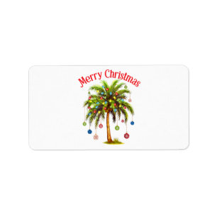 Merry Christmas Palm Tree Light Hawaiian Tropical Label