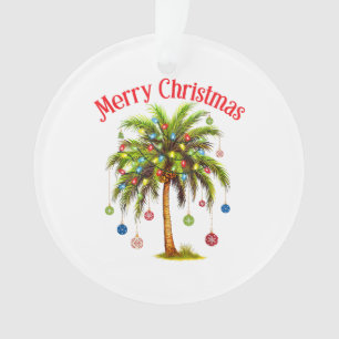 Merry Christmas Palm Tree Light Hawaiian Tropical Ornament
