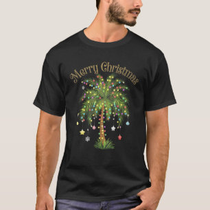Merry Christmas Palm Tree Light Hawaiian Tropical  T-Shirt