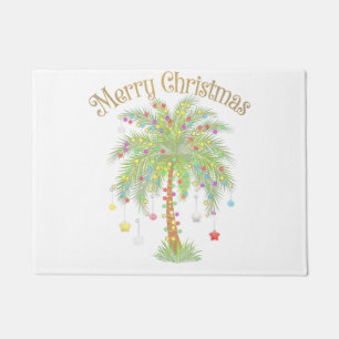 Merry Christmas Palm Tree Light New Year Tropical Doormat