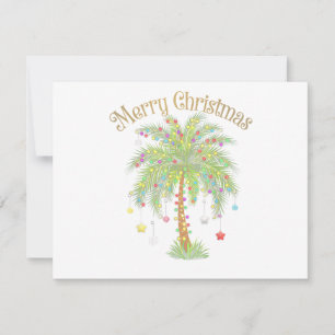 Merry Christmas Palm Tree Light New Year Tropical Holiday Card