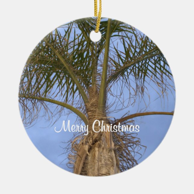 Merry Christmas Palm Tree Ornament CUSTOMIZE Date (Front)