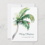 Merry Christmas Palm Tree Tropical Coast Card<br><div class="desc">A modern stylish holiday flat greeting card with modern and handwritten script typography featuring a decorated Palm Tree. Easily customise this card by clicking the "Personalise" button.</div>