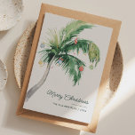 Merry Christmas Palm Tree Tropical Coast Holiday Card<br><div class="desc">A modern stylish holiday flat greeting card with modern and handwritten script typography featuring a decorated Palm Tree. Easily customise this card by clicking the "Personalise" button.</div>