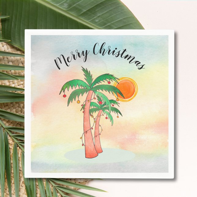 Merry Christmas Palm Trees Napkins (Creator Uploaded)