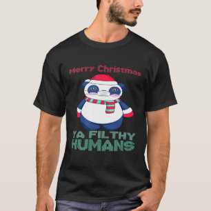 Merry Christmas Panda Bear Face Mask Panda Santa T-Shirt
