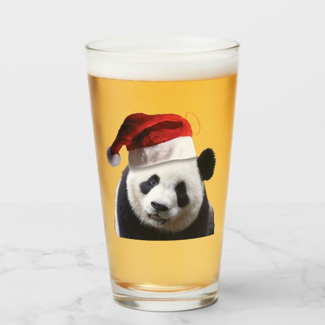 Merry Christmas Panda Bear Glass (Front Filled)