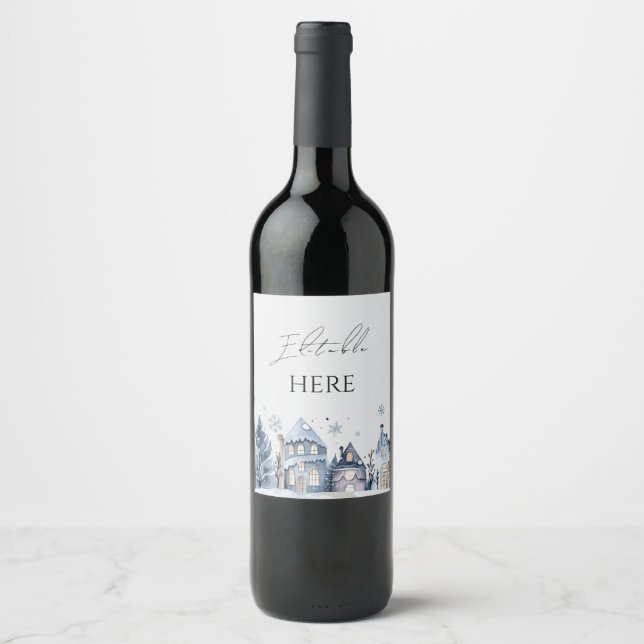 Merry Christmas party greeting Wine Label (Front)