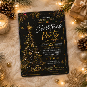 Merry Christmas Party Invitation Elegance Gold