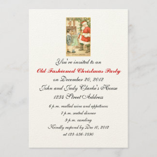 Merry Christmas Party Invitations Vintage Santa