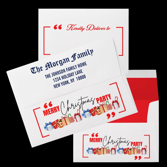 Merry Christmas Party, Red Blue White Christmas  Envelope (Creator Uploaded)