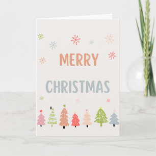 Merry Christmas pastels snowflakes & Trees Card