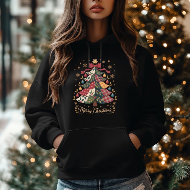Merry Christmas Patchwork Christmas Tree Hoodie (Creator Uploaded)