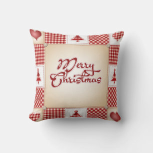 Merry Christmas Patchwork Pillow