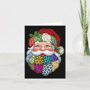Merry Christmas Patchwork Santa Claus Face X-mas H Card