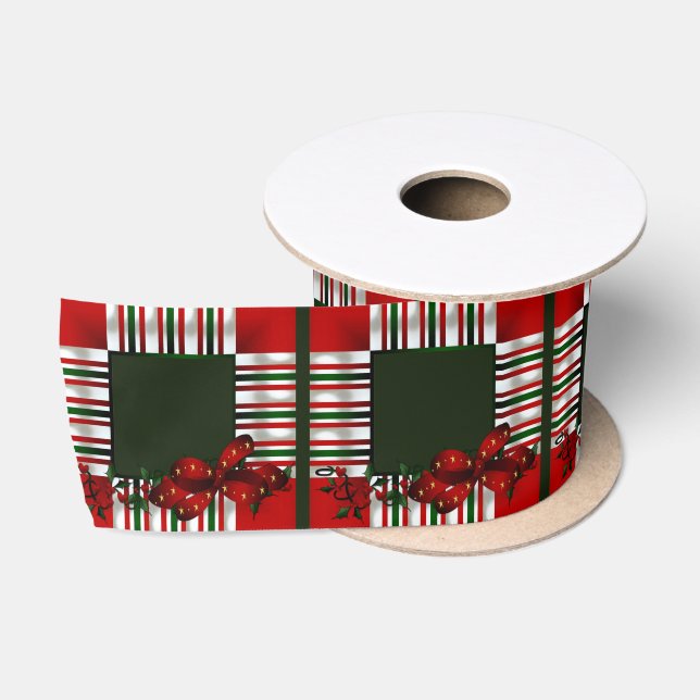 Merry Christmas Patchwork Satin Ribbon (Spool)