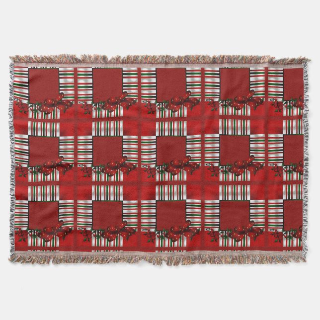 Merry Christmas Patchwork Throw Blanket (Front)