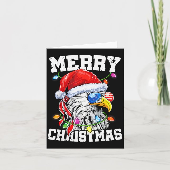Merry Christmas Patriotic Usa Patriotic Santa Bald Card (Front)
