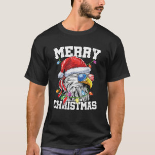 Merry Christmas Patriotic USA Patriotic Santa Bald T-Shirt