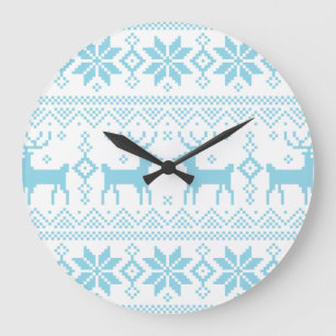 Merry Christmas pattern 1 Large Clock