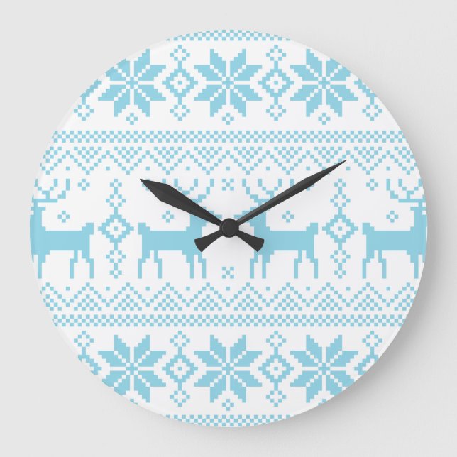 Merry Christmas pattern 1 Large Clock (Front)