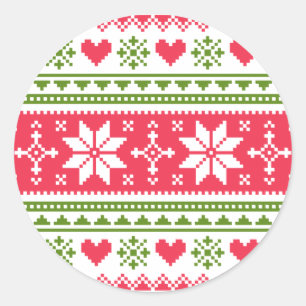 Merry Christmas pattern 3 Classic Round Sticker