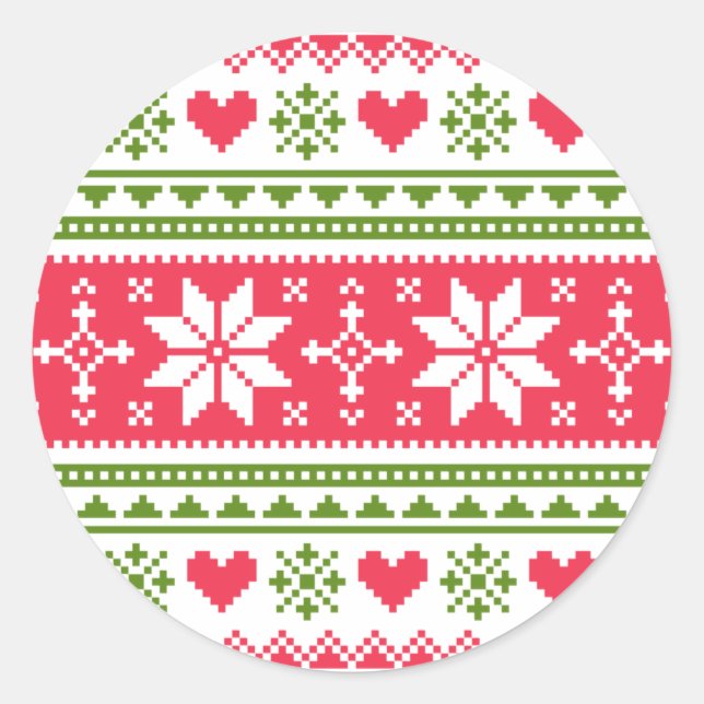 Merry Christmas pattern 3 Classic Round Sticker (Front)