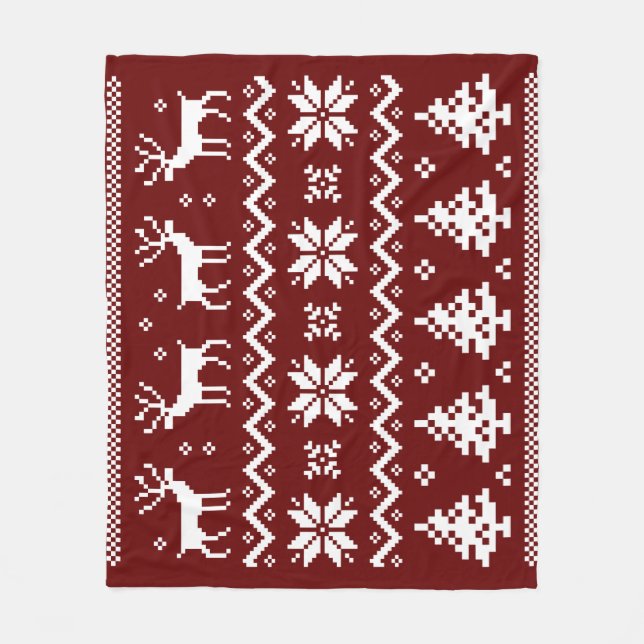 Merry Christmas pattern 4 Fleece Blanket (Front)