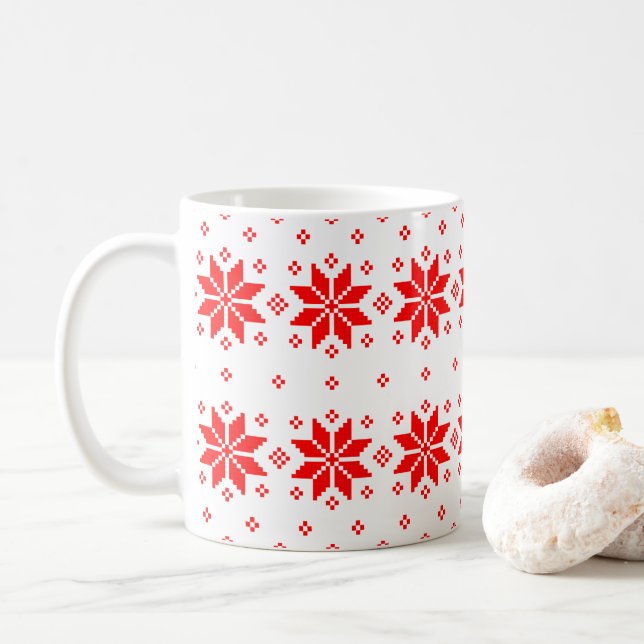 Merry Christmas pattern 5 Coffee Mug (With Donut)