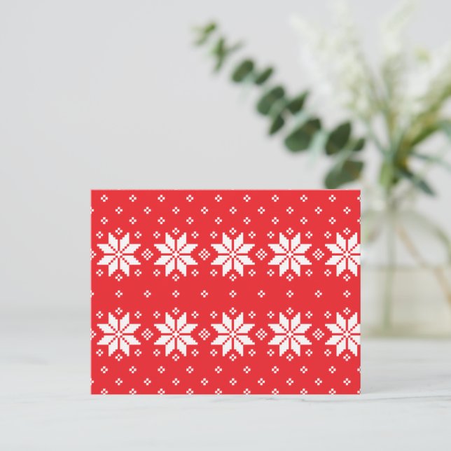 Merry Christmas pattern 5 Holiday Postcard (Standing Front)