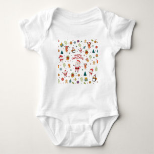 Merry Christmas Pattern Baby Bodysuit