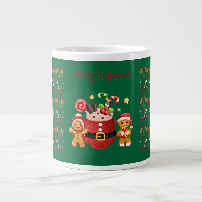 Merry Christmas Pattern,Christmas Gifts Large Coffee Mug (Front)