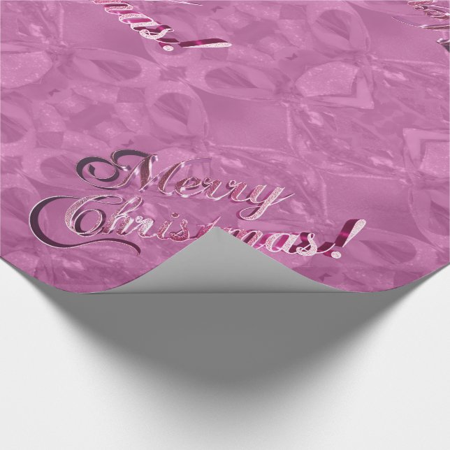 Merry Christmas Pattern Elegant Pink Script Wrapping Paper (Corner)