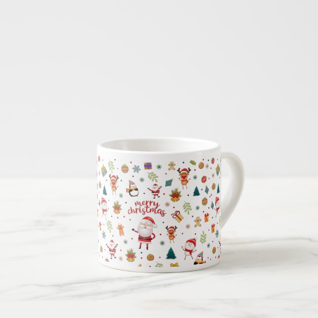 Merry Christmas Pattern Espresso Cup (Front Right)