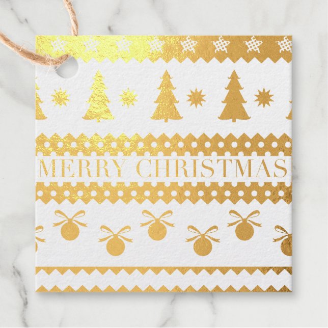 Merry Christmas Pattern Favour Tags (Front)