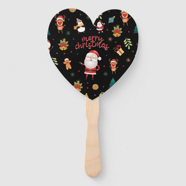 Merry Christmas Pattern Hand Fan (Back)