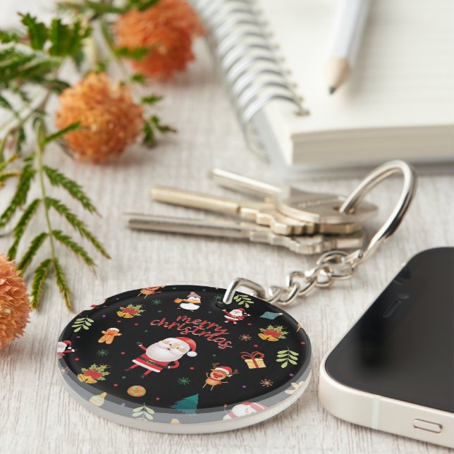 Merry Christmas Pattern Key Ring (Front Right)
