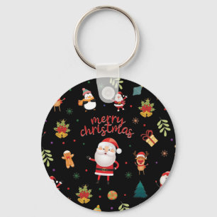 Merry Christmas Pattern Key Ring