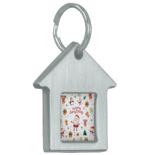 Merry Christmas Pattern Pet ID Tag