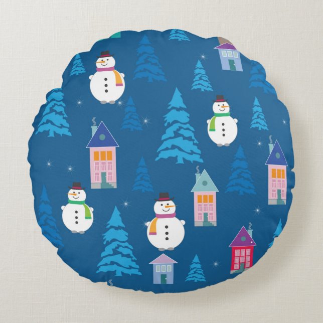 Merry Christmas Pattern Round Cushion (Front)