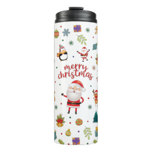 Merry Christmas Pattern Thermal Tumbler