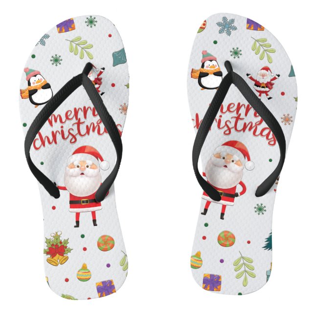 Merry Christmas Pattern Thongs (Footbed)