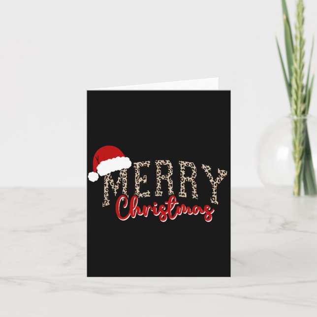 Merry Christmas Pattern Xmas Leopard Family Cute W Card (Front)