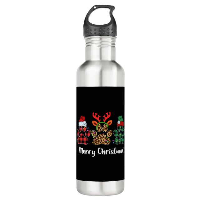 Merry Christmas Paw 710 Ml Water Bottle (Front)