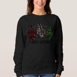 Merry Christmas Peace Skeleton Hand Peace Xmas Sweatshirt
