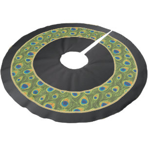 Merry Christmas Peacock Animal Prints Brushed Polyester Tree Skirt