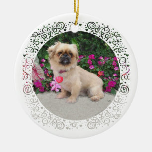 Merry Christmas Pekingese Ceramic Ornament
